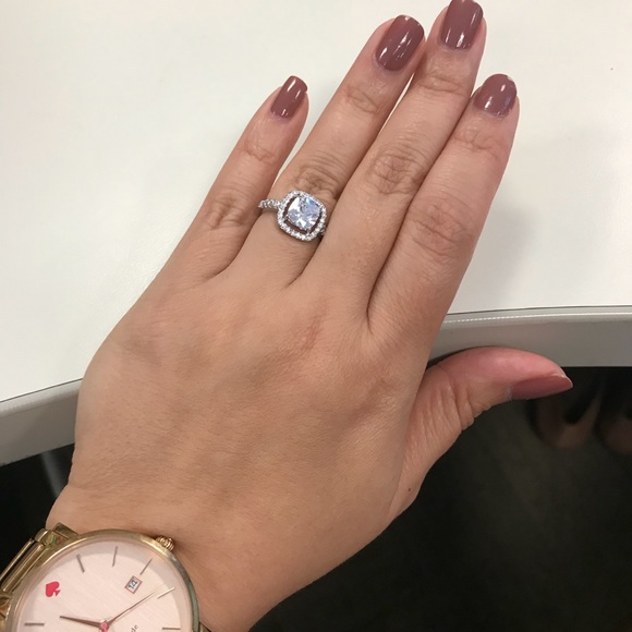 Sterling Silver Cushion Cut Engagement Style Ring - Picture 4 of 5